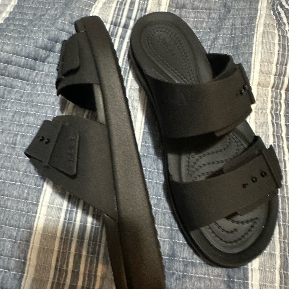 CROCS Black Double Strap Slide Sandals - Picture 6 of 6